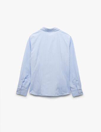 Uzun Kollu Klasik Yaka Poplin Gömlek