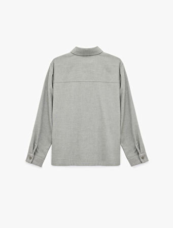 Düğmeli Viskon Karışımlı Uzun Kollu Klasik Yaka Gömlek