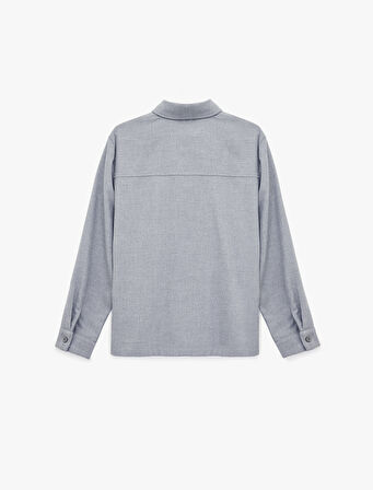 Düğmeli Viskon Karışımlı Uzun Kollu Klasik Yaka Gömlek