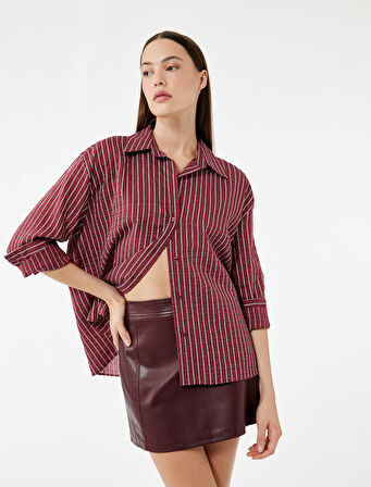 A Kesim Suni Deri Mini Etek