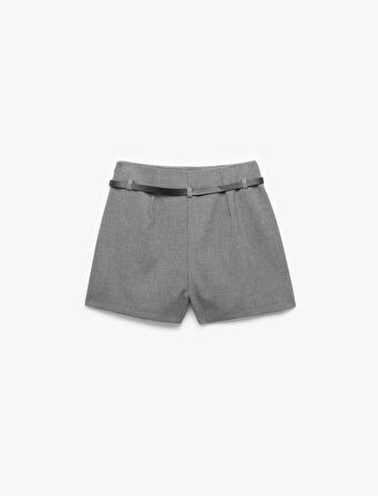 A Kesim Kemer Detaylı Pileli Mini Etek