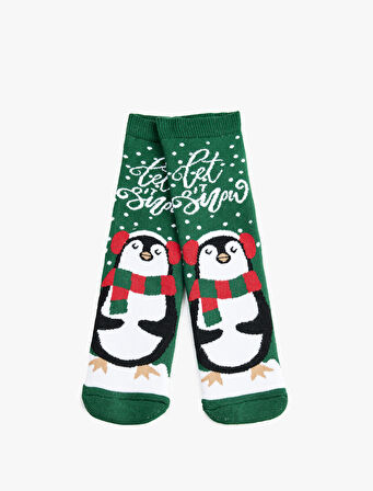 Yılbaşı Temalı Pamuklu Havlu Soket Çorap