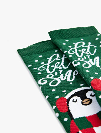 Yılbaşı Temalı Pamuklu Havlu Soket Çorap