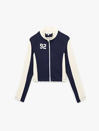 Pamuklu Fermuarlı Uzun Kollu Dik Yaka Tişört