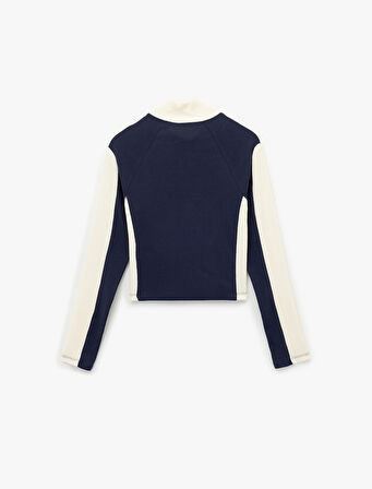 Pamuklu Fermuarlı Uzun Kollu Dik Yaka Tişört