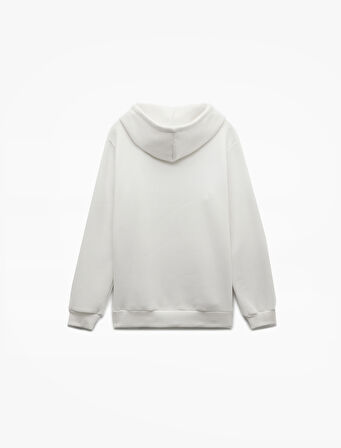 Şardonlu Uzun Kollu Kapüşonlu Kanguru Cepli Nakış Detaylı Sweatshirt