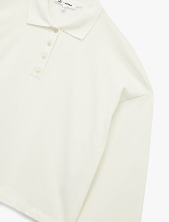 Rahat Kalıp Uzun Kollu Düğmeli Polo Yaka Tişört