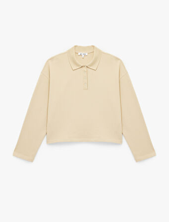 Rahat Kalıp Uzun Kollu Düğmeli Polo Yaka Tişört