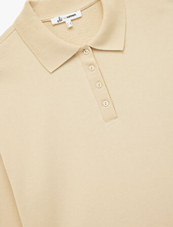 Rahat Kalıp Uzun Kollu Düğmeli Polo Yaka Tişört