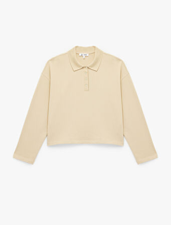 Rahat Kalıp Uzun Kollu Düğmeli Polo Yaka Tişört