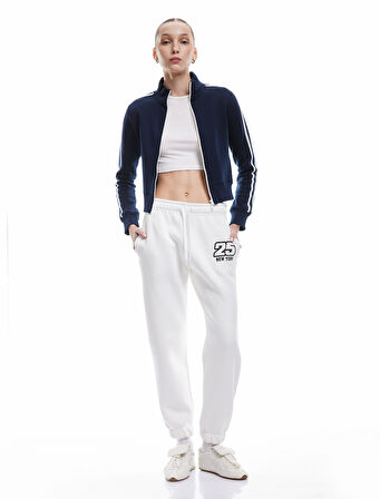 Üç İplik Şardonlu Cepli Bağcıklı Baskılı Rahat Kalıp Jogger Eşofman Altı