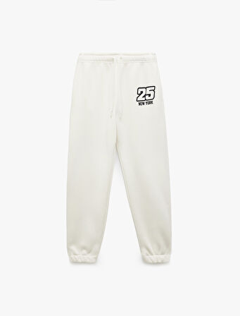 Üç İplik Şardonlu Cepli Bağcıklı Baskılı Rahat Kalıp Jogger Eşofman Altı