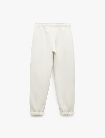 Üç İplik Şardonlu Cepli Bağcıklı Baskılı Rahat Kalıp Jogger Eşofman Altı