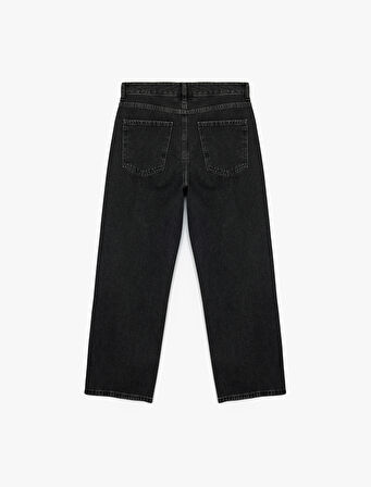 Taş Detaylı Straight Fit Düz Paça Jean Pantolon - Straight Jeans