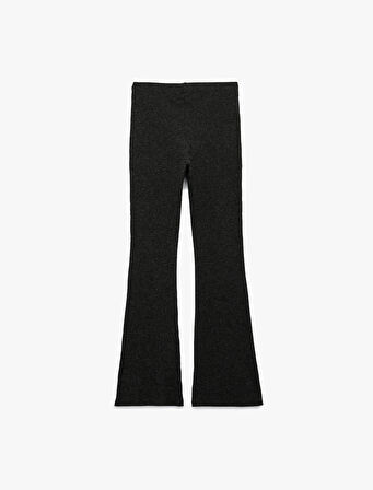 Kaşkorse Kumaş Viskon Karışımlı İspanyol Paça Yüksek Bel Pantolon