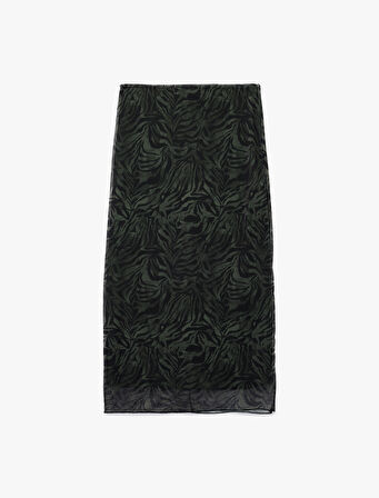 Tül Midi Kalem Leopar Etek