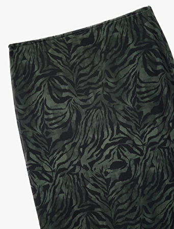 Tül Midi Kalem Leopar Etek