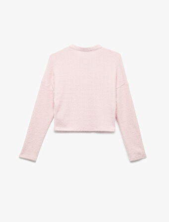 Uzun Kollu Bisiklet Yaka Düğmeli Hırka