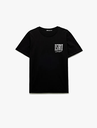 Kısa Kollu Bisiklet Yaka Regular Fit Pamuklu Baskılı Tişört