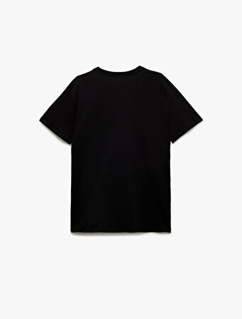 Kısa Kollu Bisiklet Yaka Regular Fit Pamuklu Baskılı Tişört