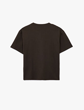 Kısa Kollu Waffle Dokulu Oversize Pamuklu Bisiklet Yaka Basic Tişört