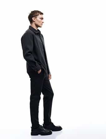 Cep Detaylı Düğmeli Slim Fit Kumaş Pantolon