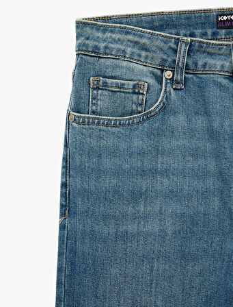 Normal Bel Yıpratmalı Pamuklu Slim Fit Jean Pantolon - Brad Jean