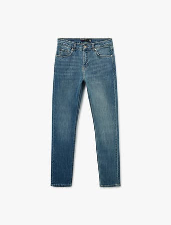 Normal Bel Yıpratmalı Pamuklu Slim Fit Jean Pantolon - Brad Jean