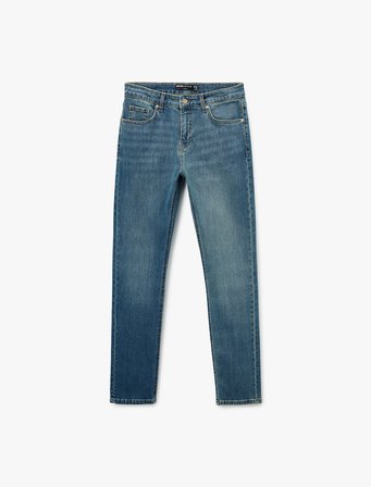Normal Bel Yıpratmalı Pamuklu Slim Fit Jean Pantolon - Brad Jean