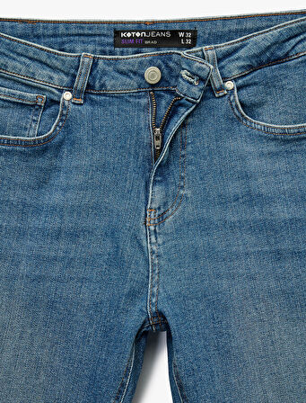 Normal Bel Pamuklu Slim Fit Jean Pantolon - Brad Jean