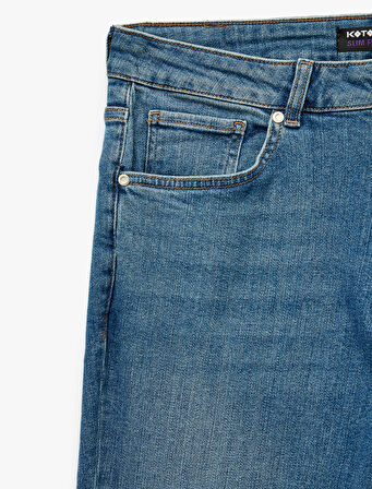 Normal Bel Pamuklu Slim Fit Jean Pantolon - Brad Jean