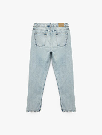 Normal Bel Pamuklu Vintage Straight Fit Jean Pantolon