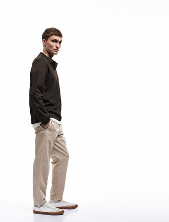 Cep Detaylı Pamuklu Straight Fit Beli Bağcıklı Gabardin Pantolon