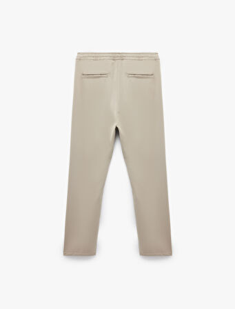 Viskon Karışımlı Cep Detaylı Beli Bağcıklı Pantolon