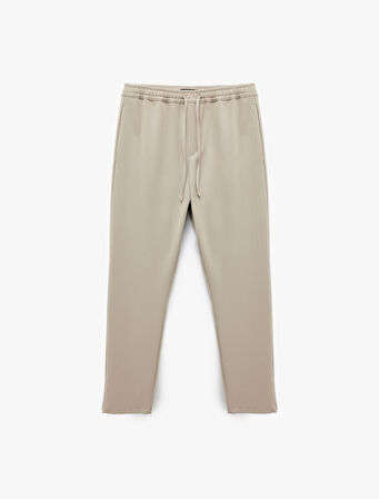 Viskon Karışımlı Cep Detaylı Beli Bağcıklı Pantolon