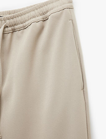 Viskon Karışımlı Cep Detaylı Beli Bağcıklı Pantolon