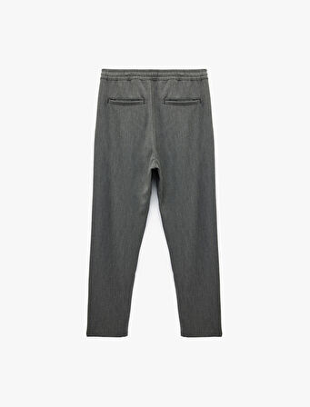 Viskon Karışımlı Cep Detaylı Beli Bağcıklı Pantolon