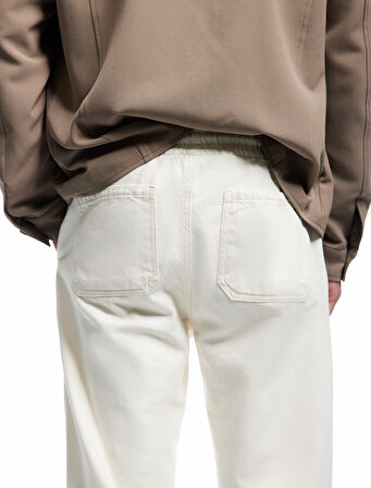 Pamuklu Oversize Cep Detaylı Bol Beli Bağcıklı Jean Pantolon