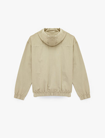 Pamuklu Cepli Uzun Kollu Fermuarlı Oversize Kapşonlu Jean Ceket