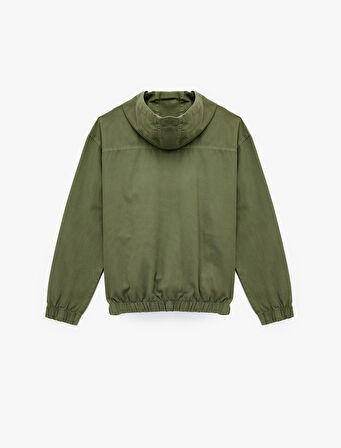 Pamuklu Cepli Uzun Kollu Fermuarlı Oversize Kapşonlu Jean Ceket