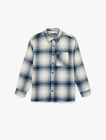 Regular Fit Uzun Kollu Cep Detaylı Klasik Yaka Oduncu Gömleği