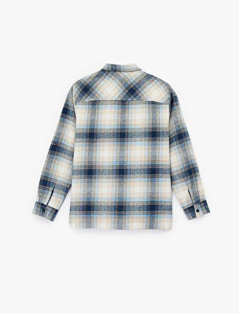 Regular Fit Uzun Kollu Cep Detaylı Klasik Yaka Oduncu Gömleği