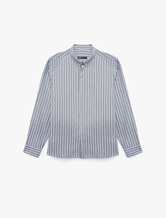 Düğmeli Yaka Pamuklu Regular Fit Uzun Kollu Gömlek