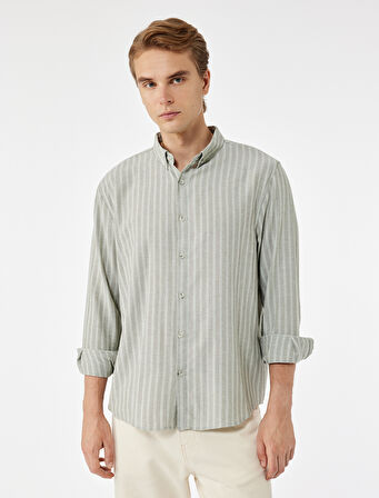 Düğmeli Yaka Pamuklu Regular Fit Uzun Kollu Gömlek