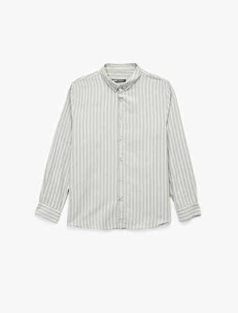 Düğmeli Yaka Pamuklu Regular Fit Uzun Kollu Gömlek