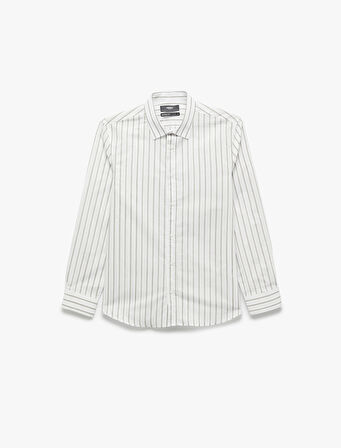 Regular Fit Uzun Kollu Klasik Yaka Pamuklu Poplin Gömlek