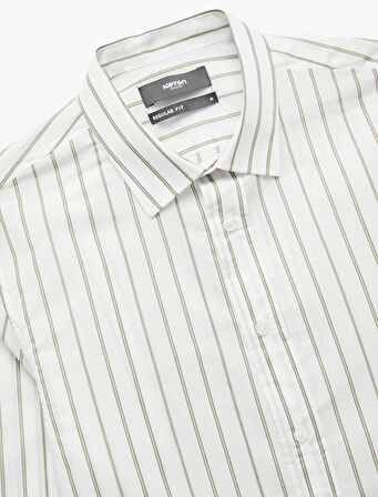 Regular Fit Uzun Kollu Klasik Yaka Pamuklu Poplin Gömlek