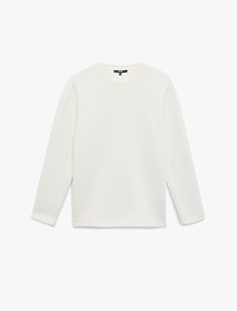 Uzun Kollu Pamuklu Bisiklet Yaka Basic Sweatshirt