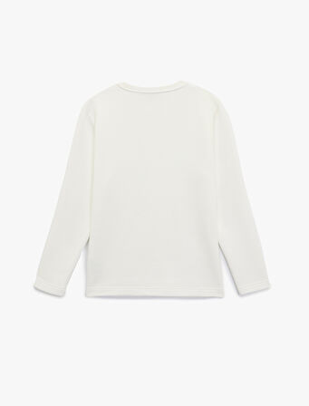 Uzun Kollu Pamuklu Bisiklet Yaka Basic Sweatshirt