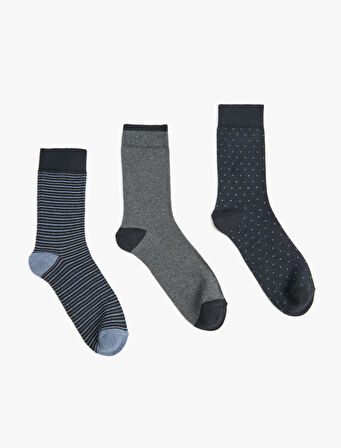 Çizgili 3'lü Soket Çorap Seti Çok Renkli